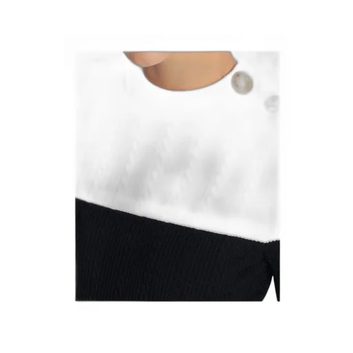 Long-Sleeved Two-Tone Knit Top