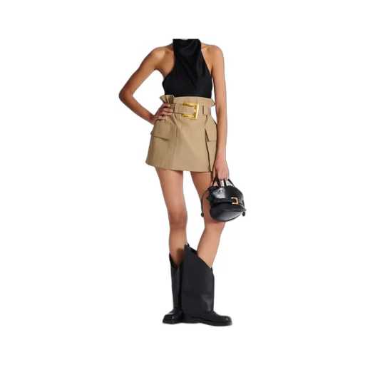 High-Waisted Gabardine Skirt