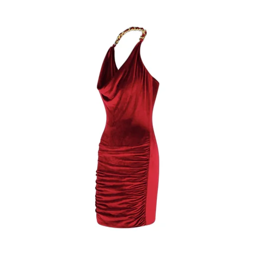 Halterneck Chain Detailed Mini Dress