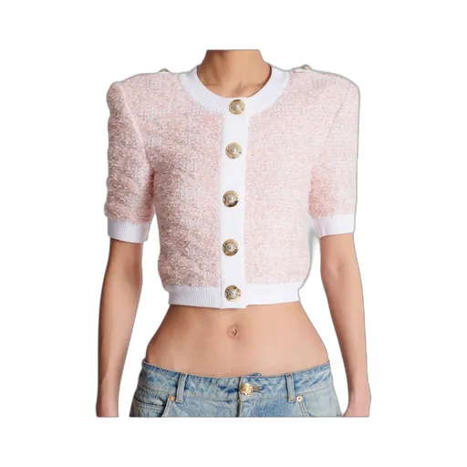 Short-Sleeved Knit Cardigan