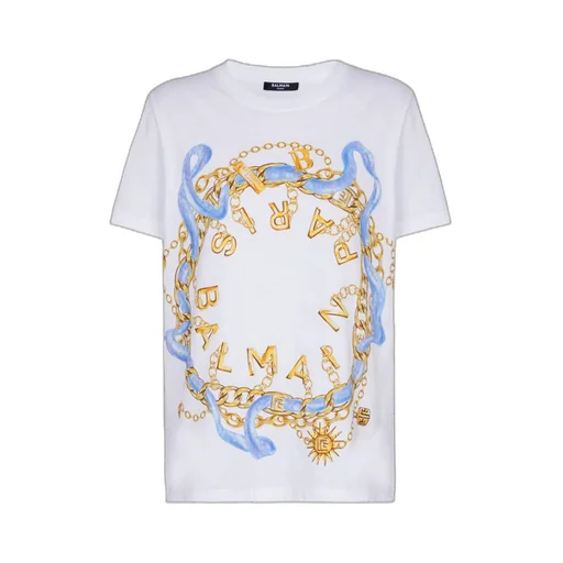 T-Shirt With Balmain Paris Chain Print