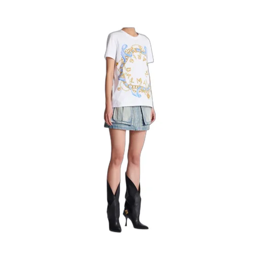 T-Shirt With Balmain Paris Chain Print