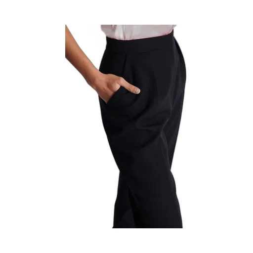 High-Waisted Grain De Poudre Trousers