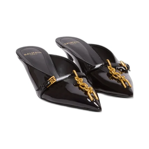 Sync Patent Leather Mules With Pointed Toe