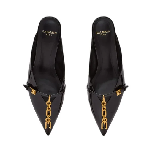 Sync Patent Leather Mules With Pointed Toe