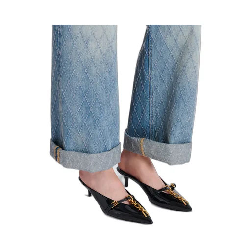 Sync Patent Leather Mules With Pointed Toe