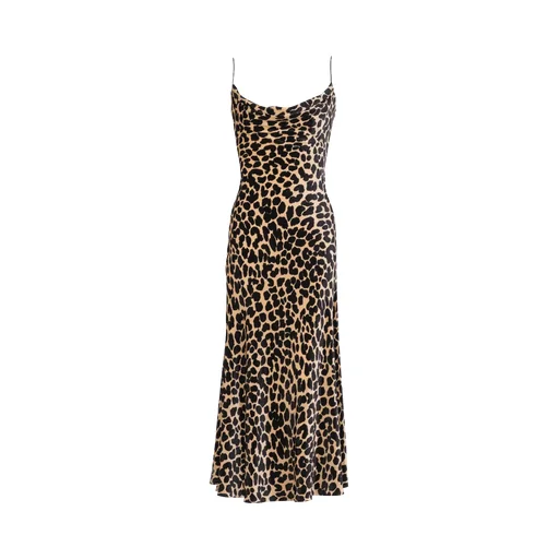 Flowing Leopard Print Velvet Dress