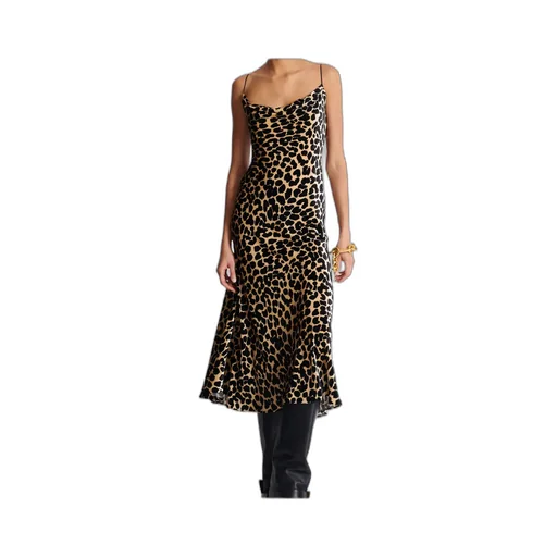 Flowing Leopard Print Velvet Dress