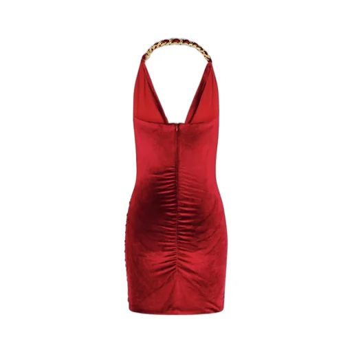 Halterneck Chain Detailed Mini Dress
