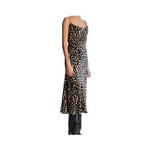 Flowing Leopard Print Velvet Dress