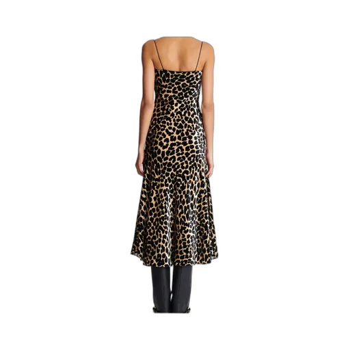 Flowing Leopard Print Velvet Dress