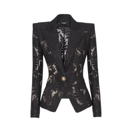 1-Button Fitted Lace Jacket