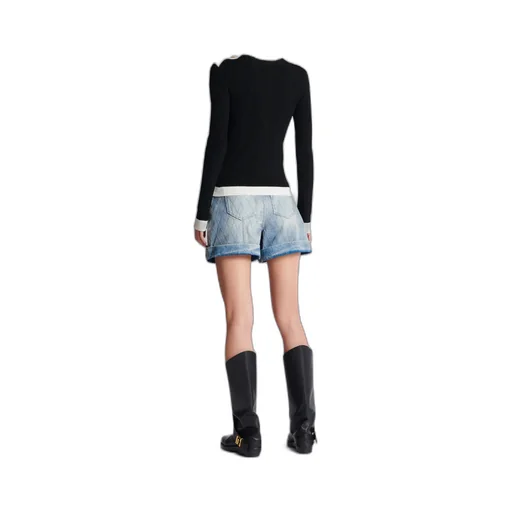 Zipped High-Neck Knit Cardigan