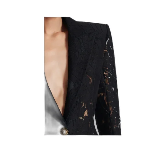 1-Button Fitted Lace Jacket