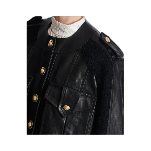 Tweed And Leather Bomber Jacket