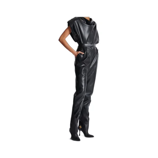 High-Waisted Faux Leather Trousers
