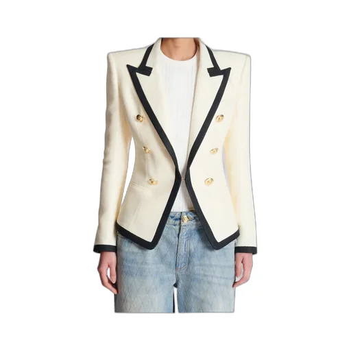 Fitted Two-Tone Basketweave Jacket