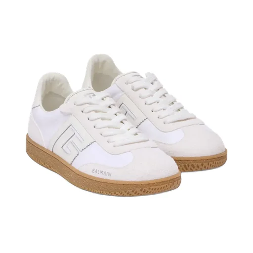 Leather And Canvas Swan Trainers
