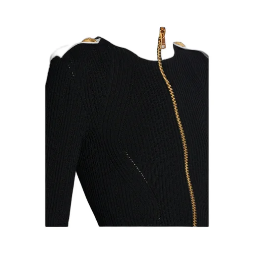Zipped High-Neck Knit Cardigan
