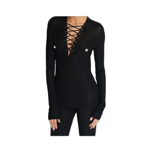 Long-Sleeved Lace-Up Top