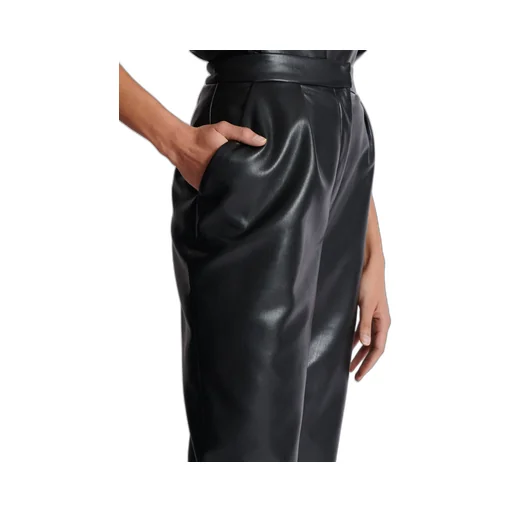 High-Waisted Faux Leather Trousers