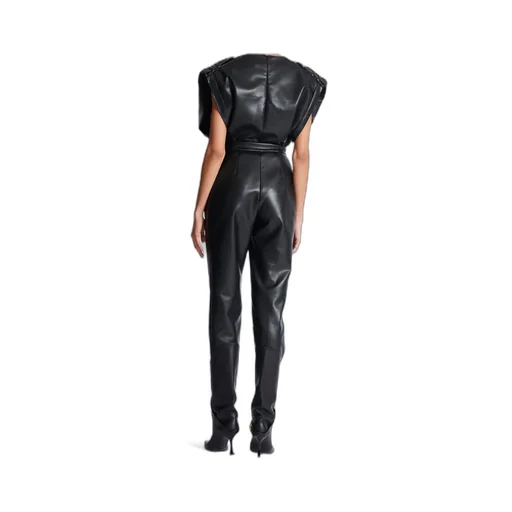 High-Waisted Faux Leather Trousers