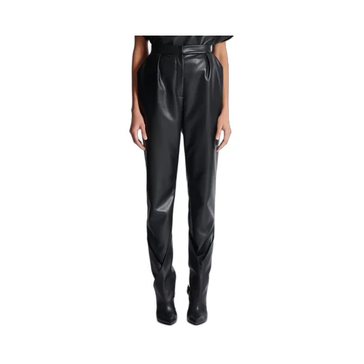 High-Waisted Faux Leather Trousers