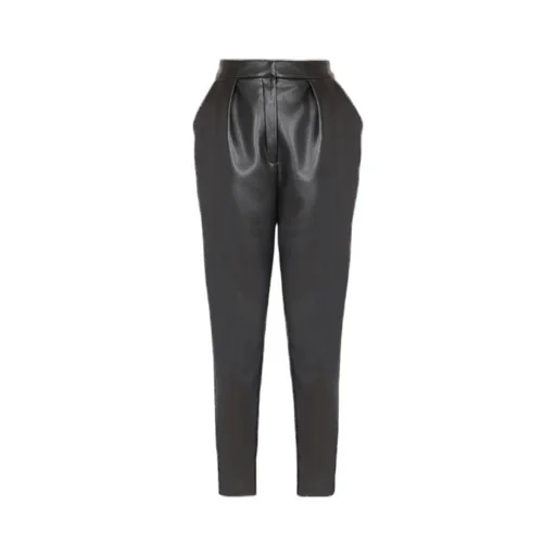 High-Waisted Faux Leather Trousers