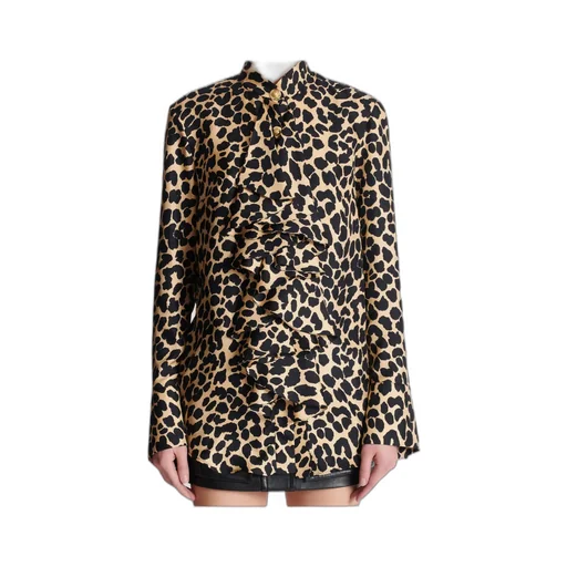 Leopard Print Ruffled Shirt