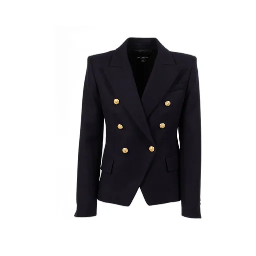 Gold-Button Double-Breasted Jacket