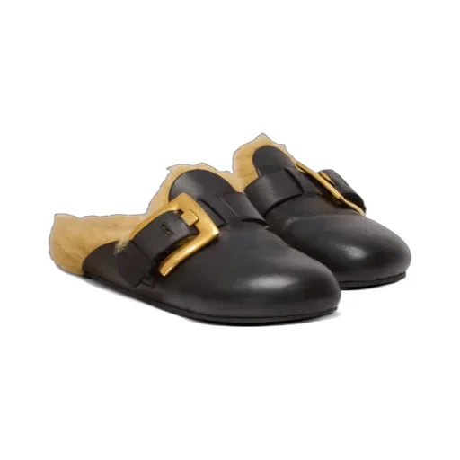 Buckle-Detail Leather Mules