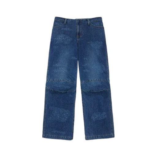 Imitation Wide-Legged Denim Trousers