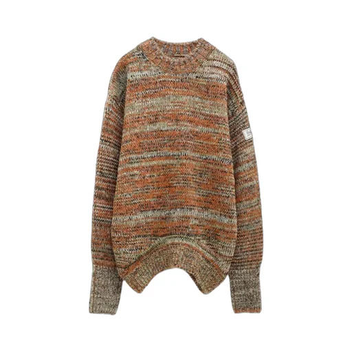Striped Round-Neck Knitted Sweater