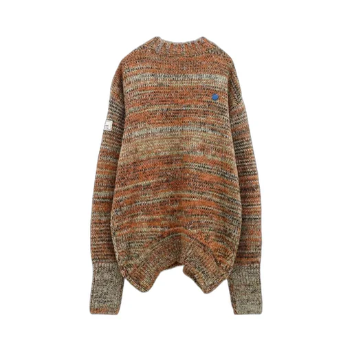 Striped Round-Neck Knitted Sweater