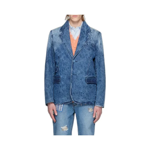 Flat Lapel Collar Button Denim Coat