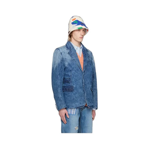 Flat Lapel Collar Button Denim Coat