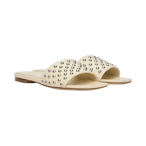 Anna Studded Leather Slippers