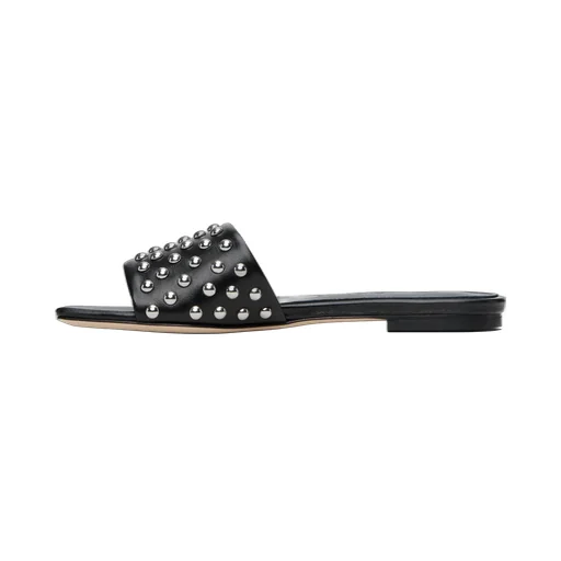 Anna Studded Leather Slippers