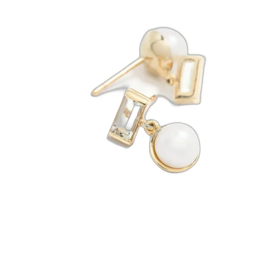 Perla Baguette Pearl And Amethyst Earrings