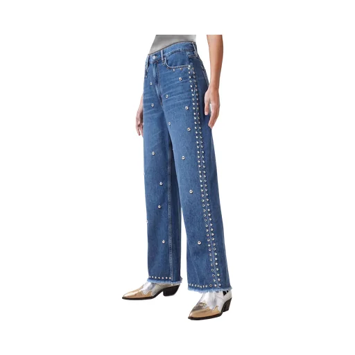 Studded Wide-Leg Jeans