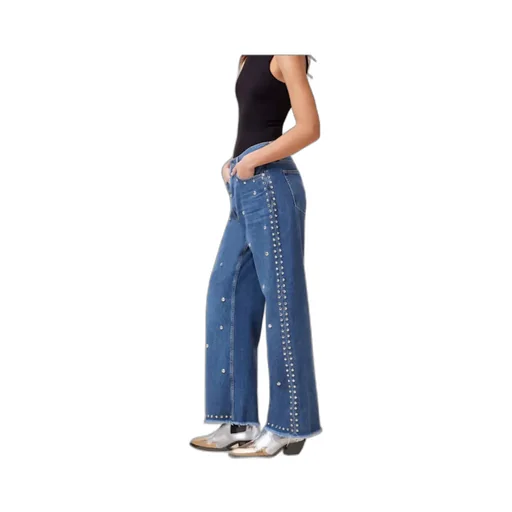 Studded Wide-Leg Jeans