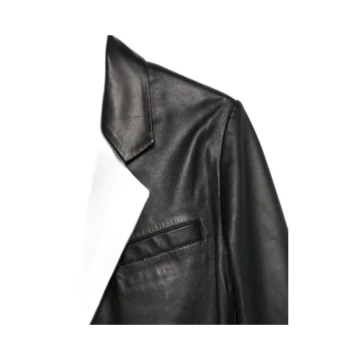 Notched Lapel Leather Jacket
