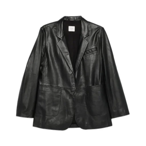 Notched Lapel Leather Jacket
