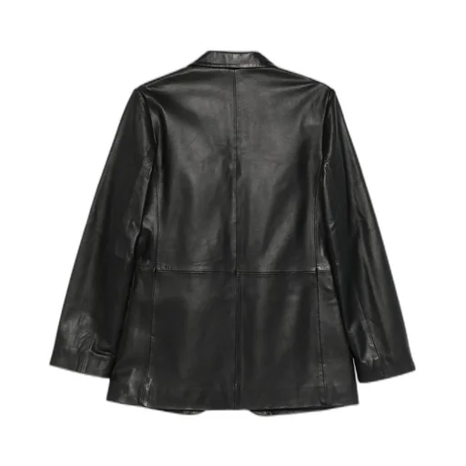 Notched Lapel Leather Jacket
