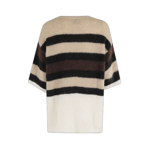 Short Sleeved Striped Knitted Jumper