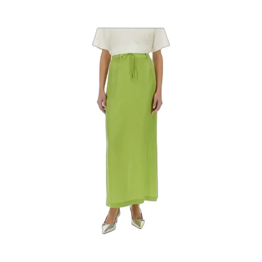 Slit-Detailed Drawstring Maxi Skirt