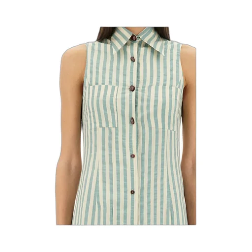 Striped Button-Down Midi Dress