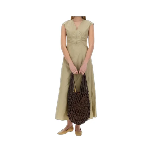 Ruched V-Neck Maxi Dress