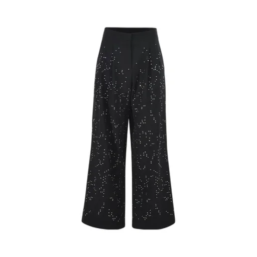 Wide-Leg Embellished Trousers