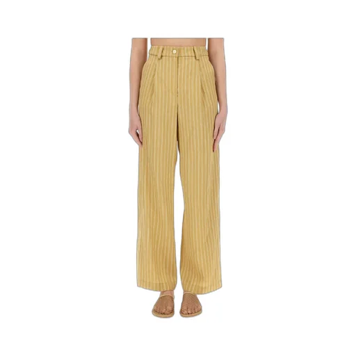 Pleated Striped Satin Tailored Trousers